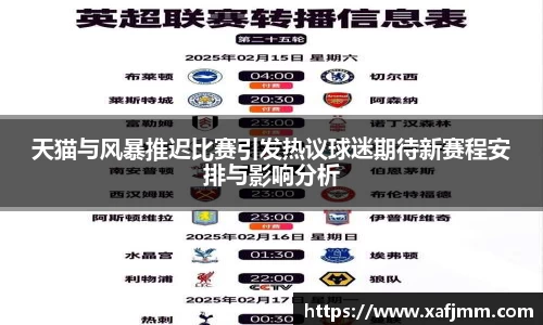 天猫与风暴推迟比赛引发热议球迷期待新赛程安排与影响分析